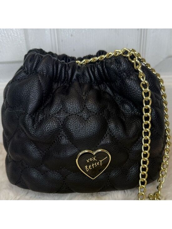 Betsey Johnson Handbags - BETSY JOHNSON BLACK HEART QUILTED BAG WITH CHAIN